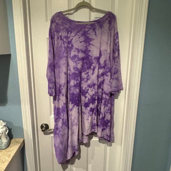 NWOT MARIA DE GUADALAJARA PLUS SIZE 2XL/3XL COTTON GAUZE TIE DYE TUNIC TOP - Picture 1 of 2